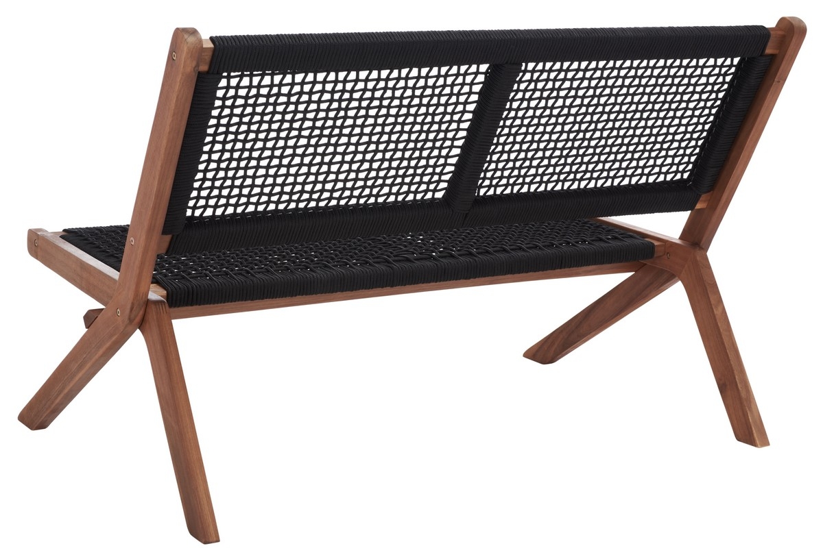 Kobina Outdoor Bench - Natural/Black - Safavieh - Image 6