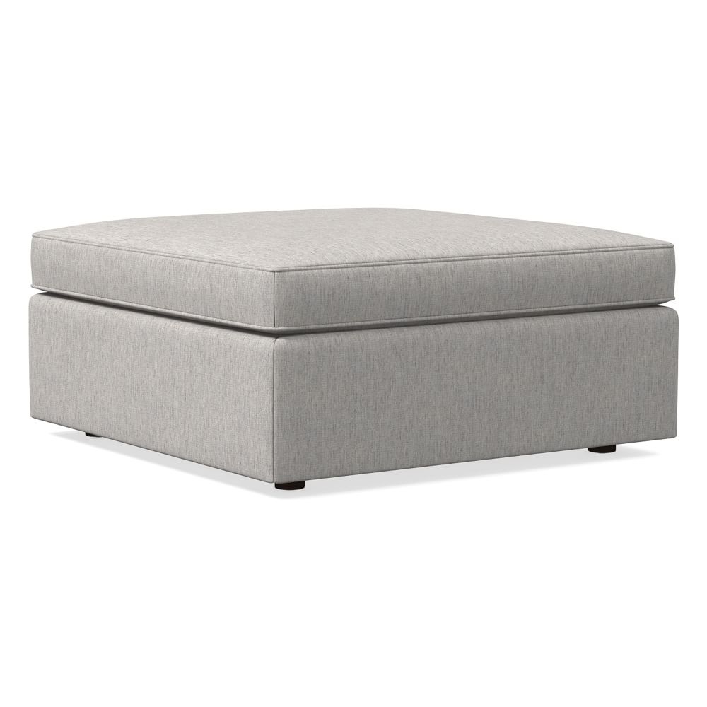 Harris Large Square Ottoman, Poly, Performance Coastal Linen, Storm Gray, Concealed Supports - Image 0