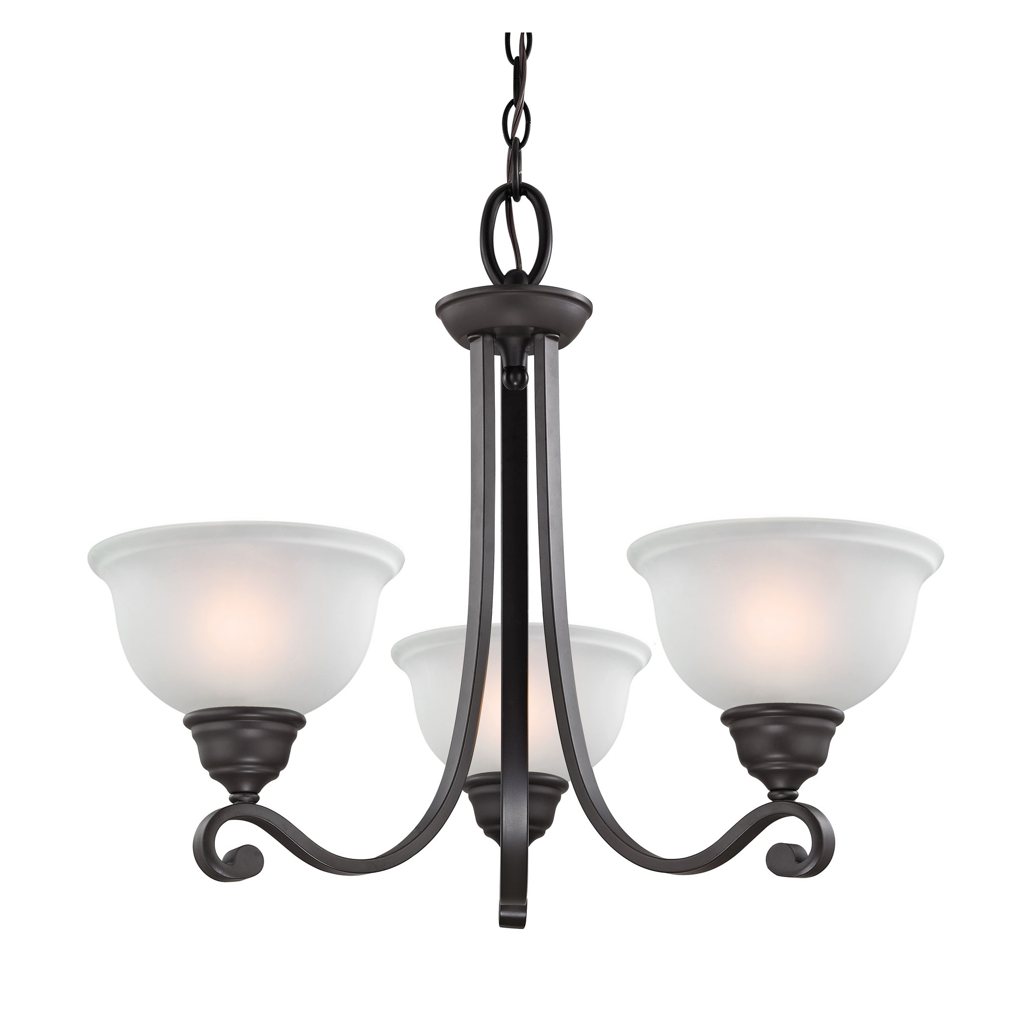 Hamilton 3-Light Chandelier in Oil Rubbed Bronze with White Glass - Image 0