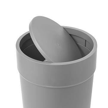 Touch Waste Can With Lid, Gray - Image 2