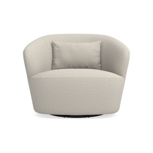 Tate Swivel Armchair, Perennials Performance Chenille Weave, Ivory - Image 0