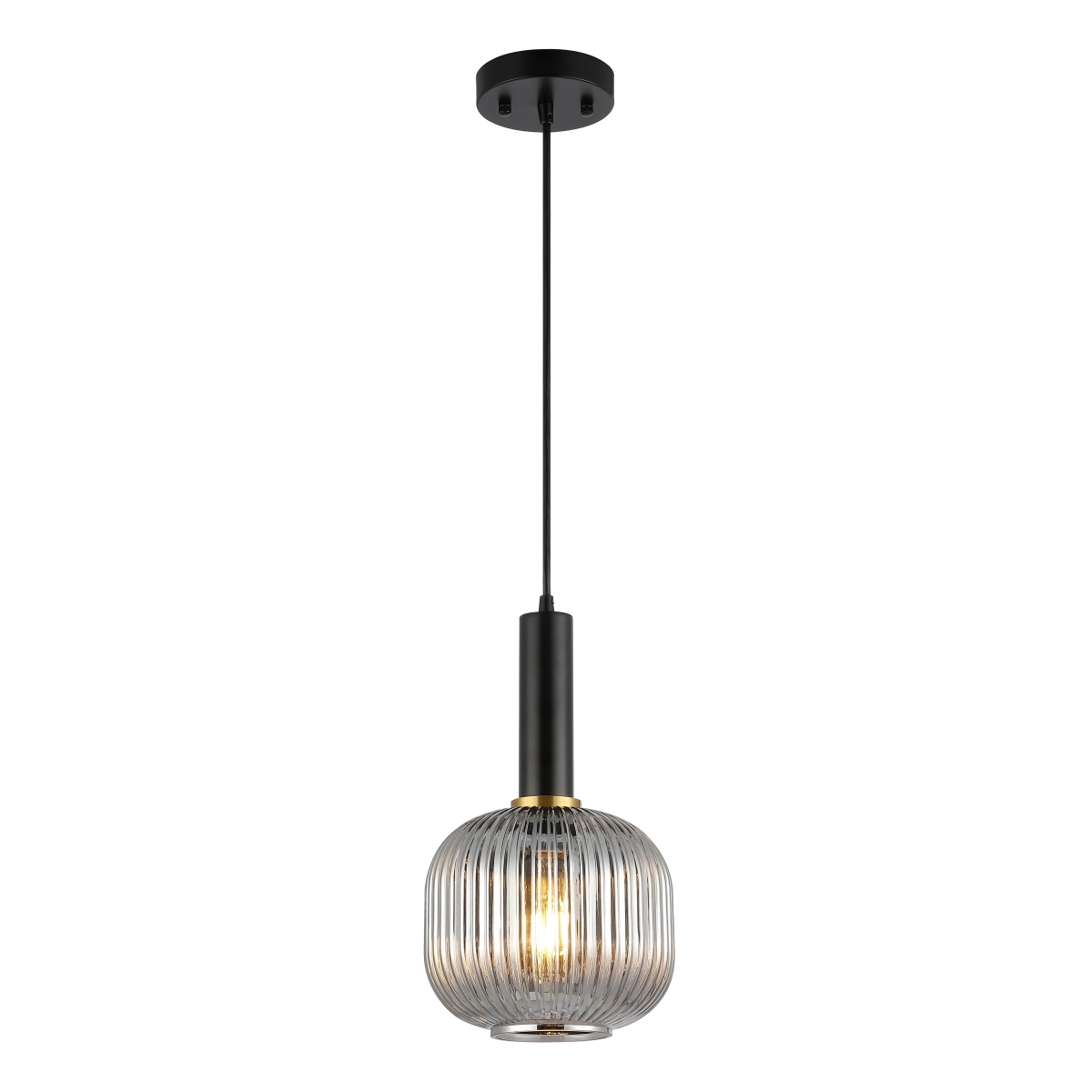 Rynner 8 Inch Pendant - Smoke Grey/Black - Safavieh - Image 5