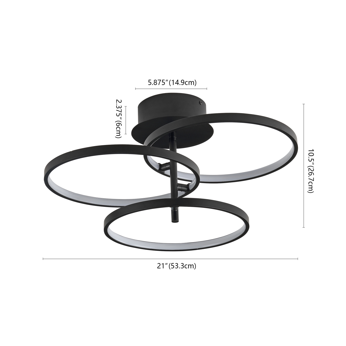 Saretta Led 21" Flush Mount - Matte Black - Safavieh - Image 0