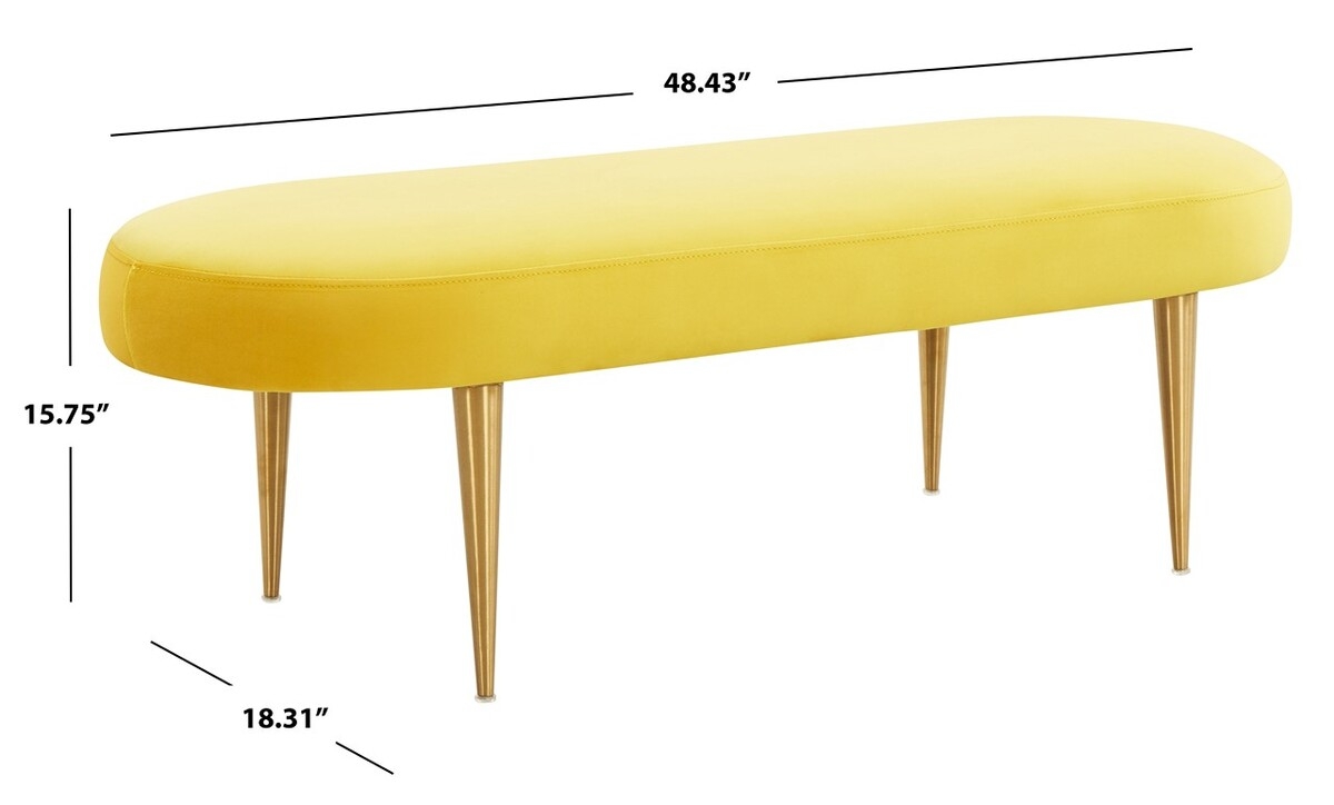 Corinne Velvet Oval Bench - Marigold - Image 4