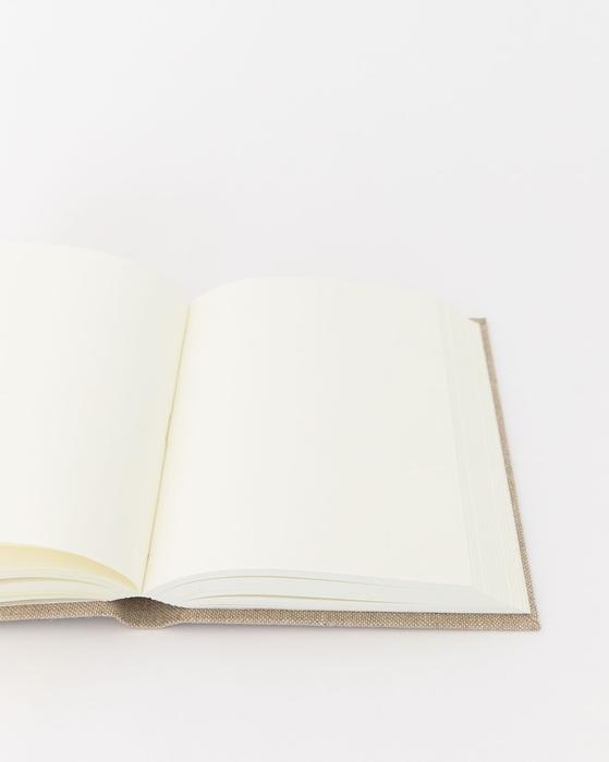 Handcrafted Linen Book, Tan, Medium - Image 1