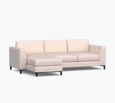 Ansel Upholstered Right Arm Loveseat with Chaise Sectional, Polyester Wrapped Cushions, Performance Heathered Basketweave Navy - Image 4