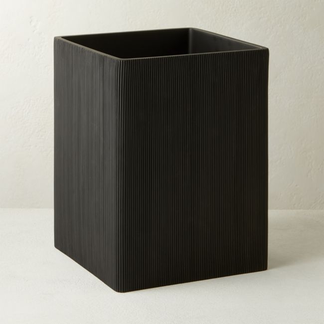 Parello Pleated Black Wastebasket - Image 0
