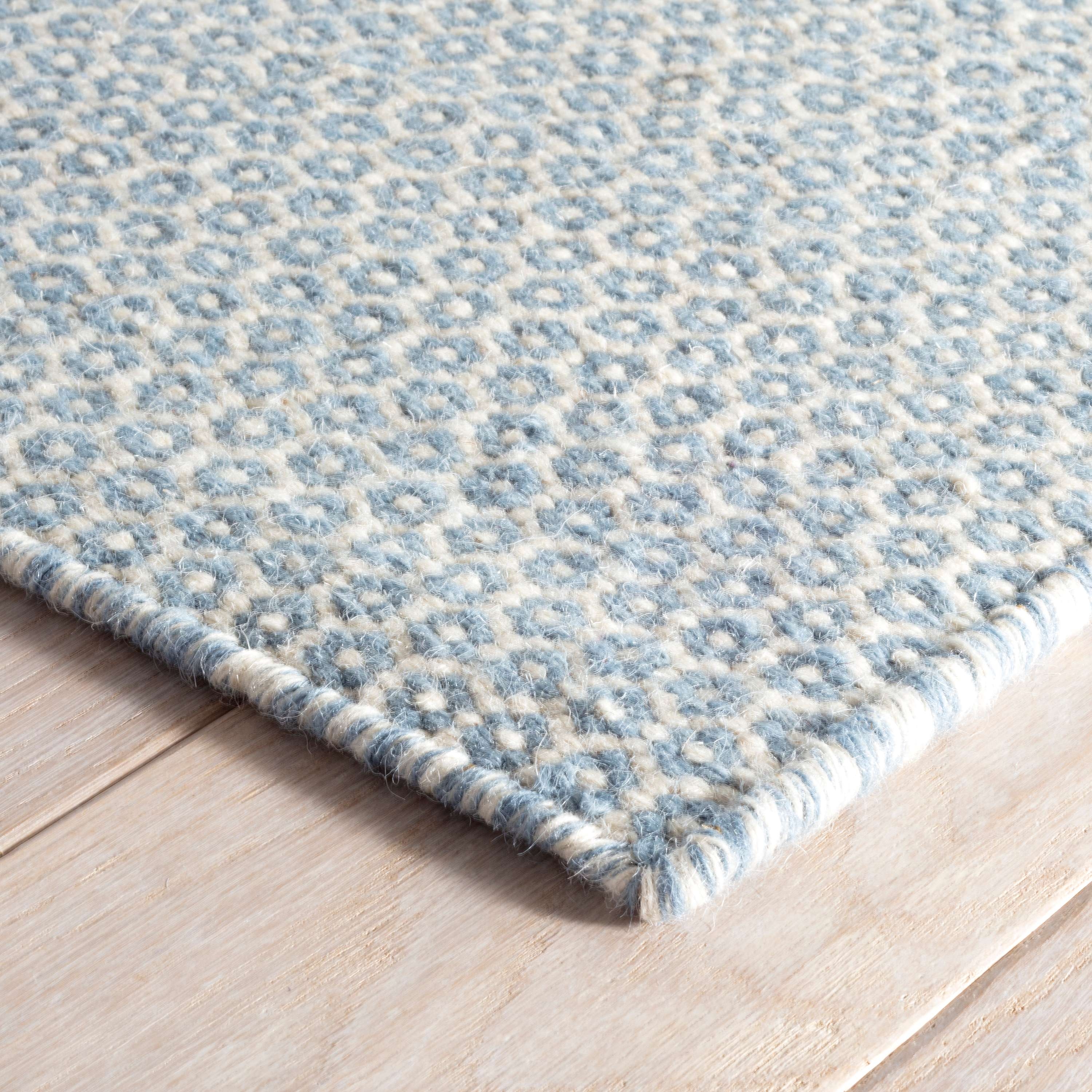 Honeycomb French Blue/Ivory Handwoven Wool Rug - Image 3