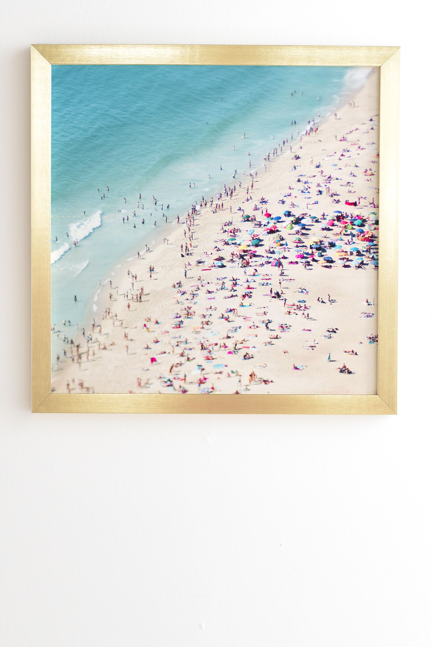 Beach Summer Fun by Ingrid Beddoes - Framed Wall Art Basic Gold 30" x 30" - Image 1