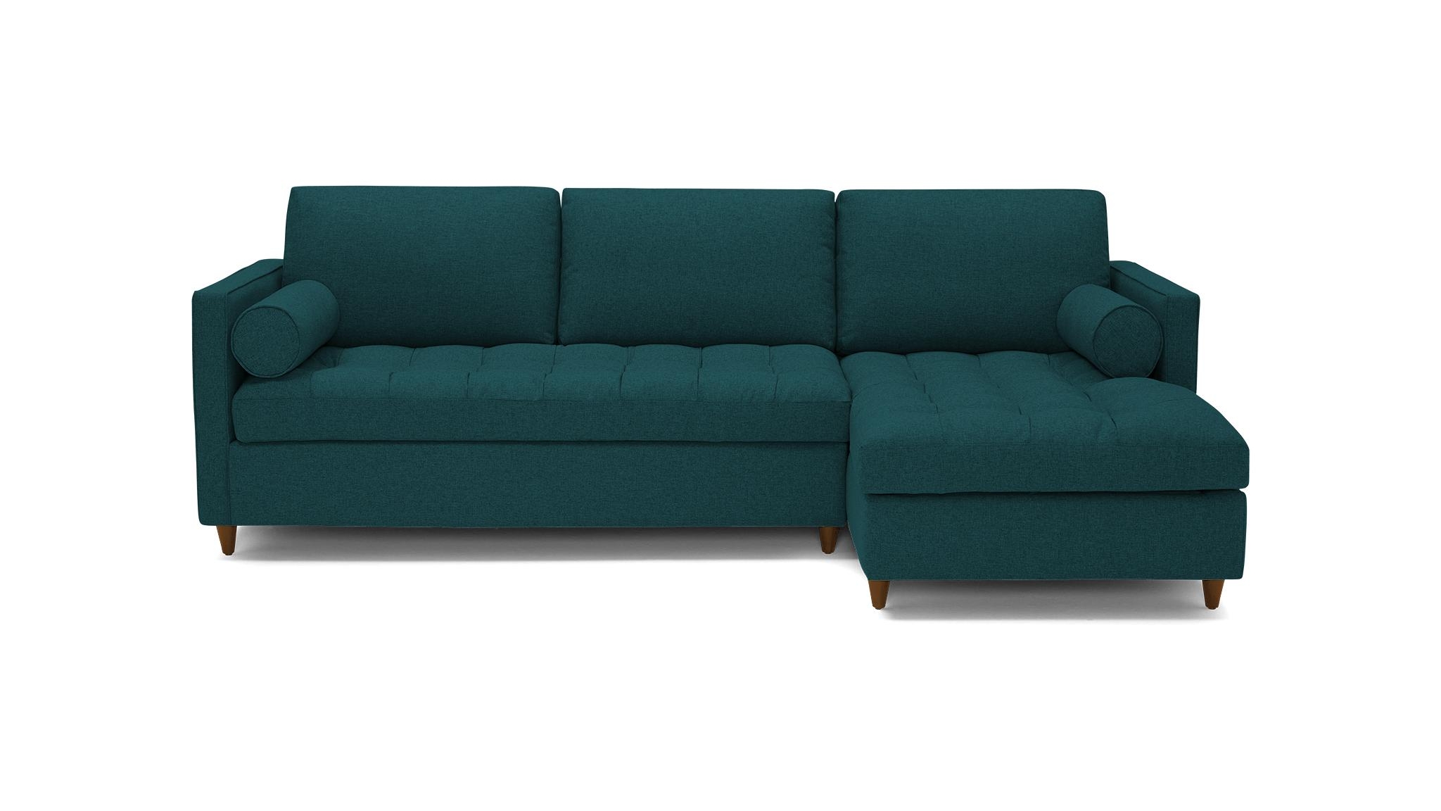 Blue Briar Mid Century Modern Sectional with Storage - Royale Peacock - Mocha - Left - Image 0