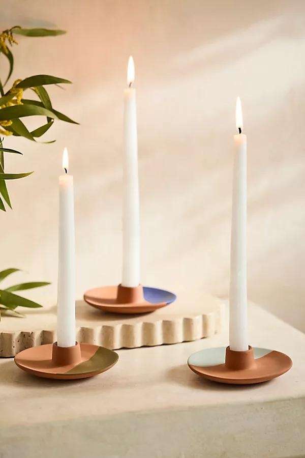 Painted Terracotta Taper Holder - Image 0