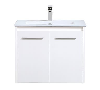 Luc Single Sink Floating Vanity Cabinet, 2 Door, White, 24" - Image 0