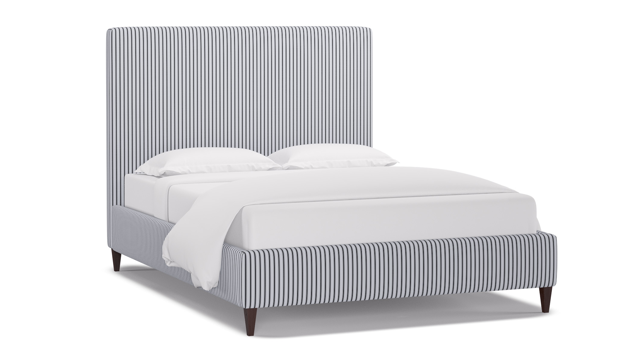 Classic Bed, Black Classic Ticking Stripe, Espresso Square Tapered Leg, Queen - Image 1