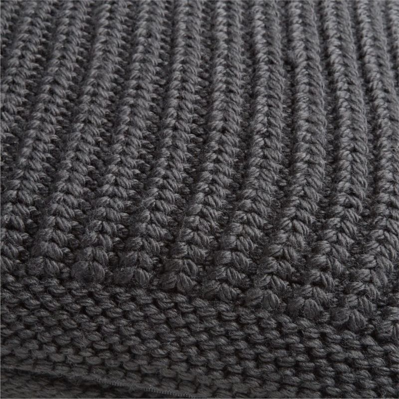 Storm Grey Wool Blend 23''x23 Fisherman Knit Throw Pillow with Feather Insert - Image 5