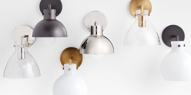 Dakota Brass Sconce Light with Small Milk Glass Globe - Image 1