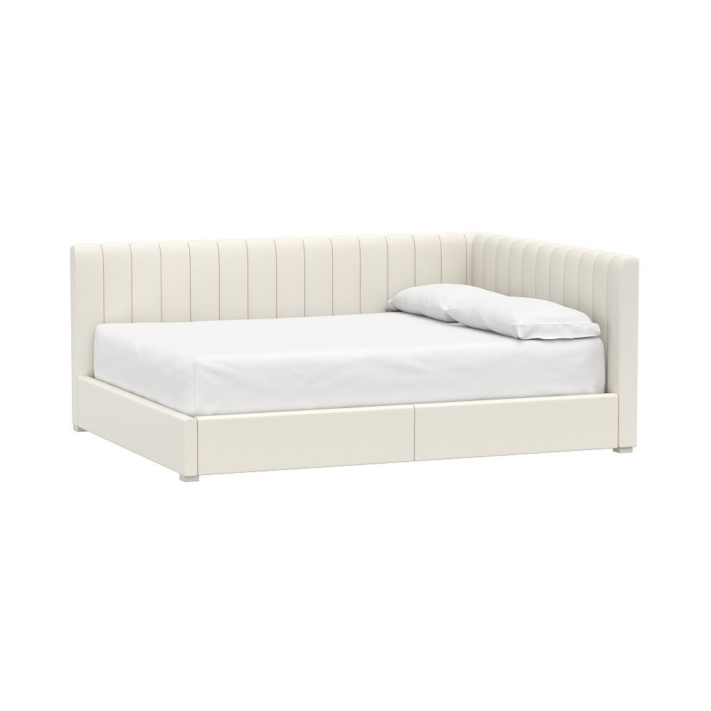 Avalon Upholstered Corner Storage Bed, Queen, Chenille Plain Weave Washed Ivory - Image 0