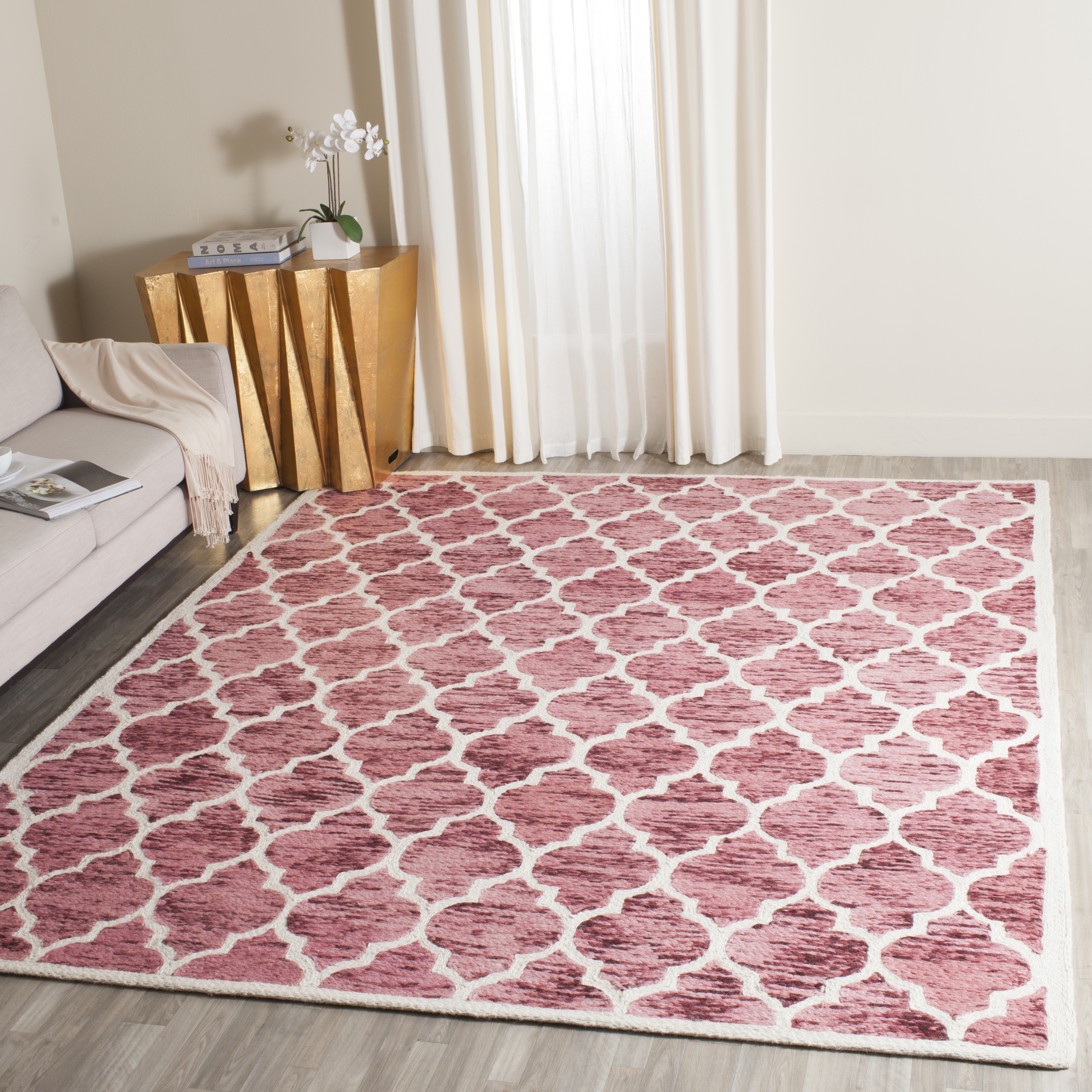 Arlo Home Hand Loomed Area Rug, HIM121B, Red/Ivory,  8' X 10' - Image 1