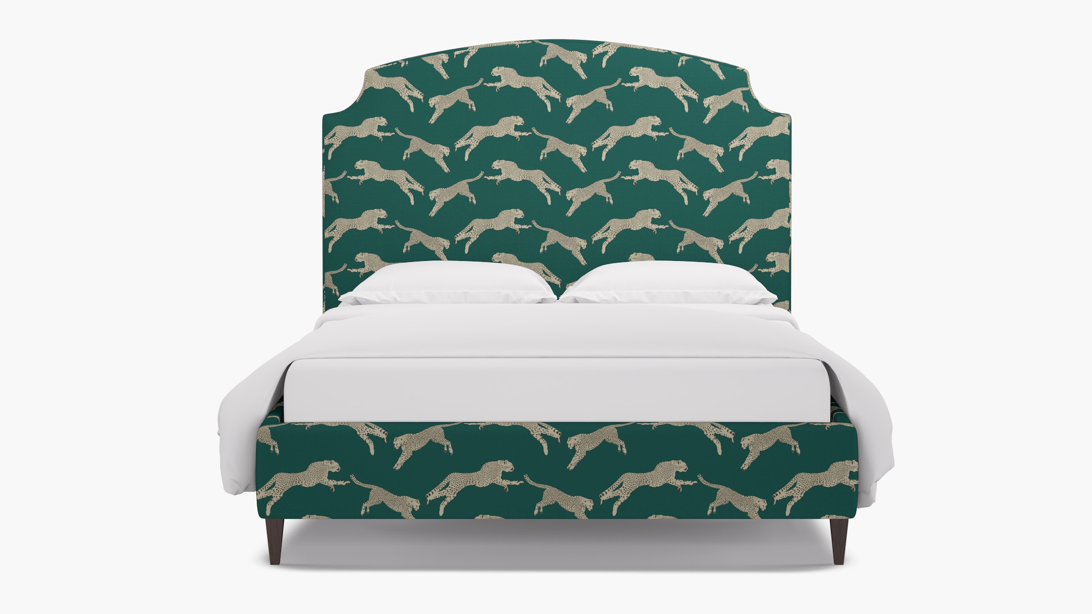 Cove Bed, Polo Green Cheetah, Espresso Square Tapered Leg, Twin - Image 0