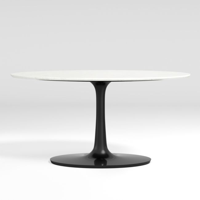 Nero Oval White Marble Top 36" Dining Table with Matte Black Base - Image 0