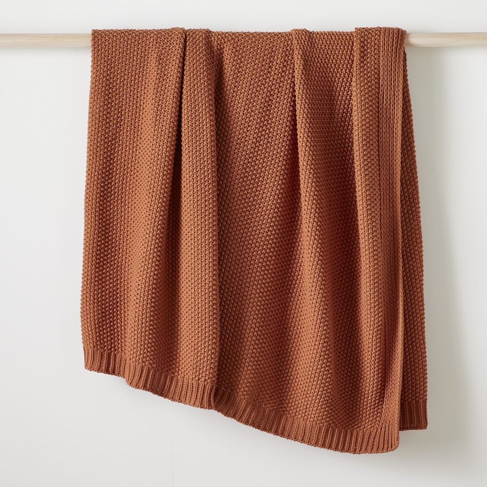 Cotton Knit Throw, 50"x60", Copper Rust - Image 0