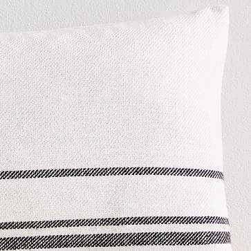 Cotton Silk Stripe Lumbar Pillow Cover, 14"x36", Stone White - Image 1