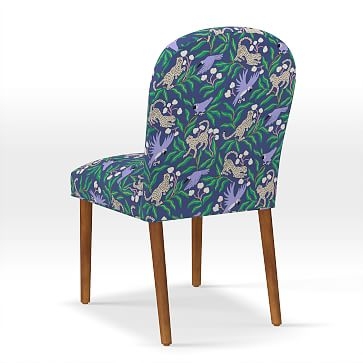 Round Back Dining Chair, Watercolor Stripe, Midnight - Image 3