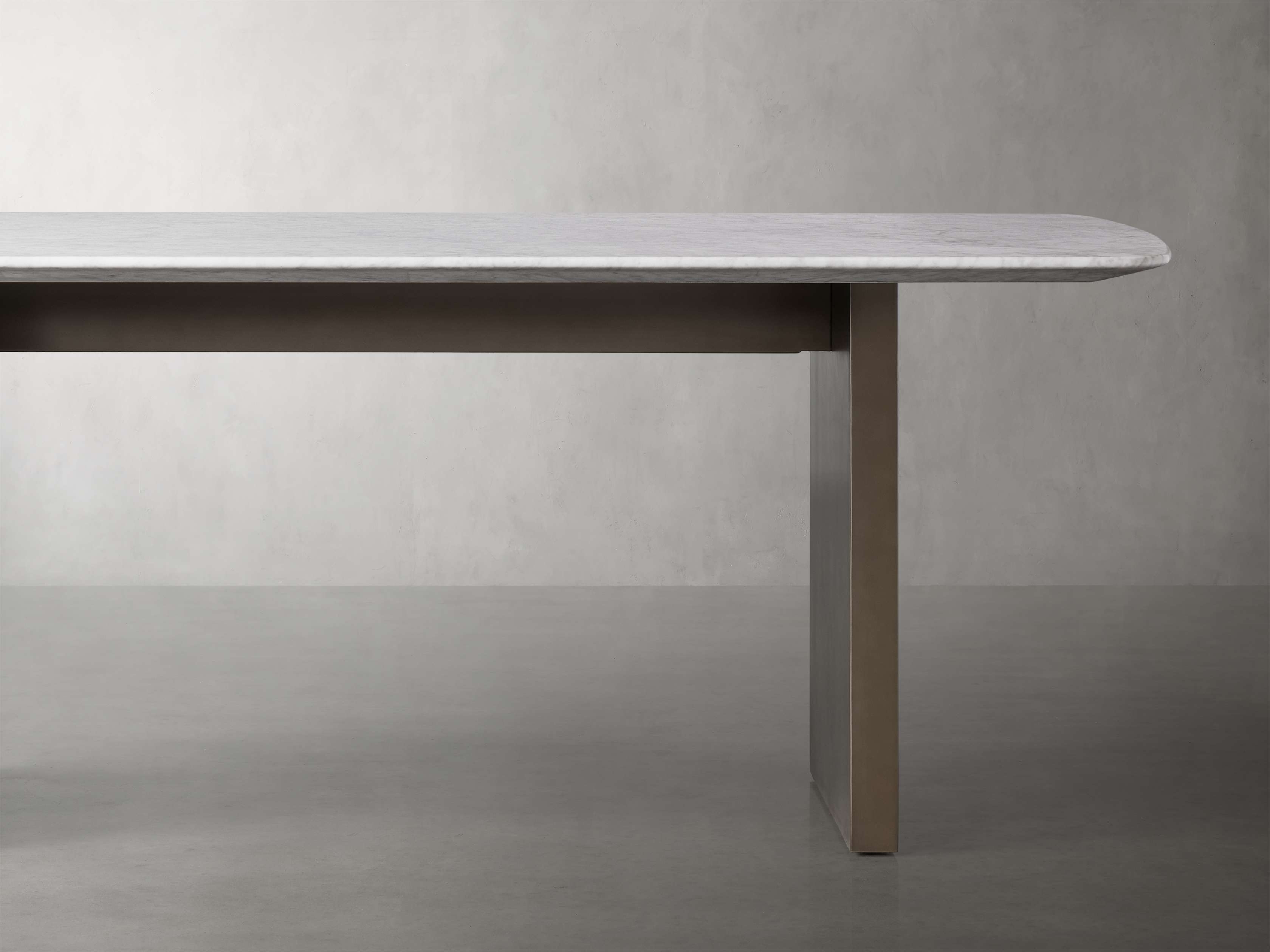 Saint Germain Dining Table with Clement Base Stone 72" in White  Carrara Marble/Antique Bronze - Image 0