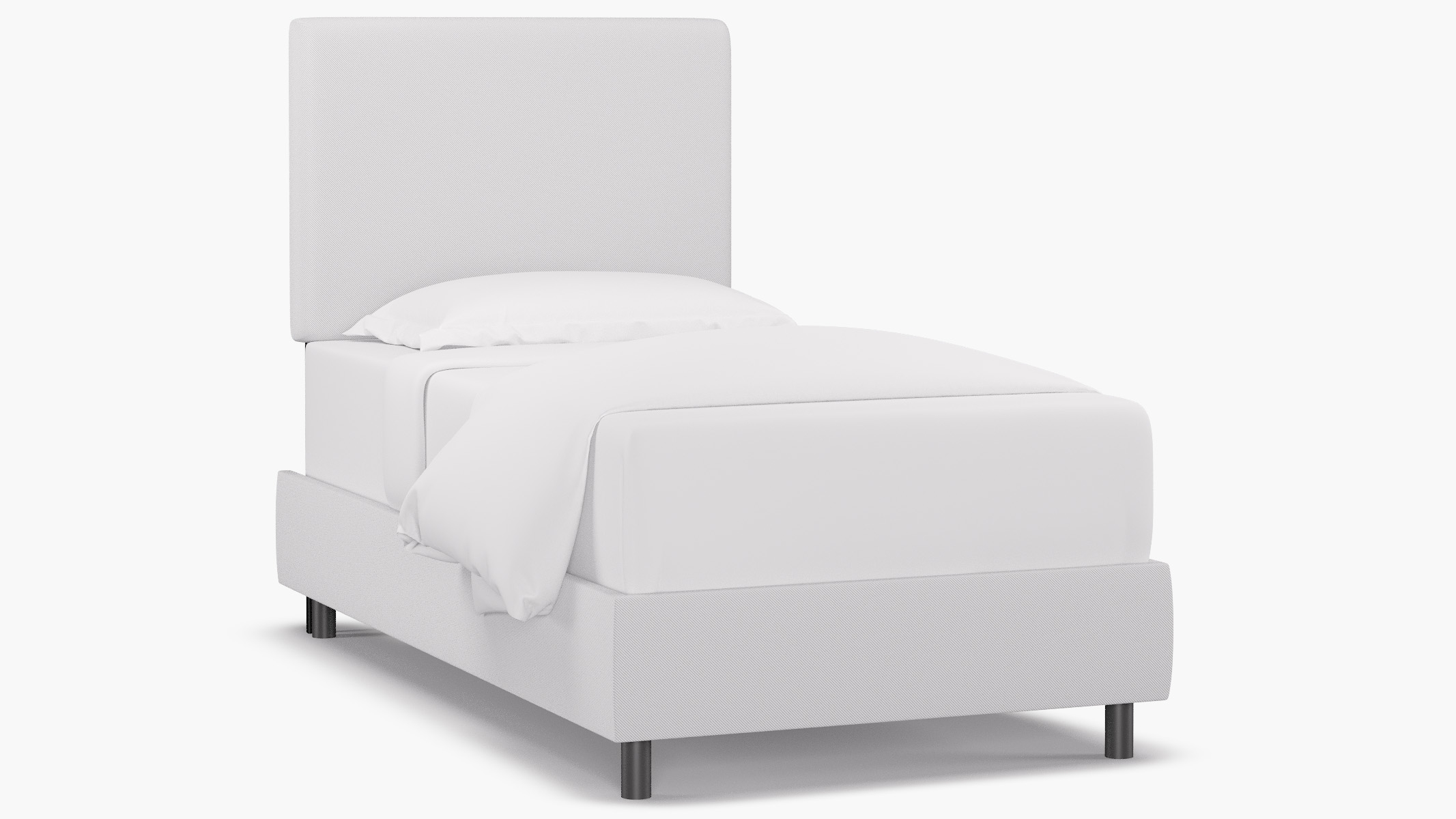 Square Back Bed, White Twill, Twin - Image 1