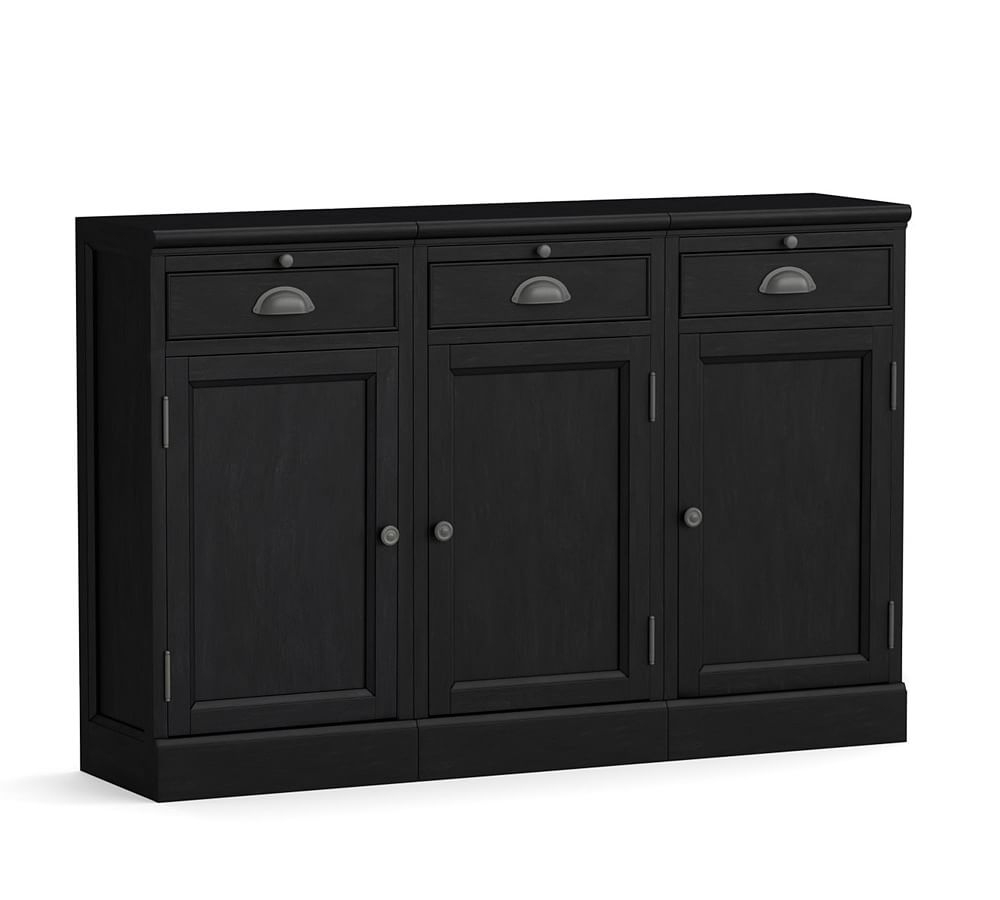 Modular Bar 54" Buffet (3 Wood Cabinet Base), Black - Image 0
