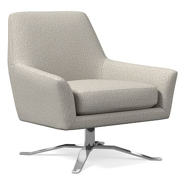 Lucas Swivel Base Chair, Poly, Twill, Dove, Polished Nickel - Image 0