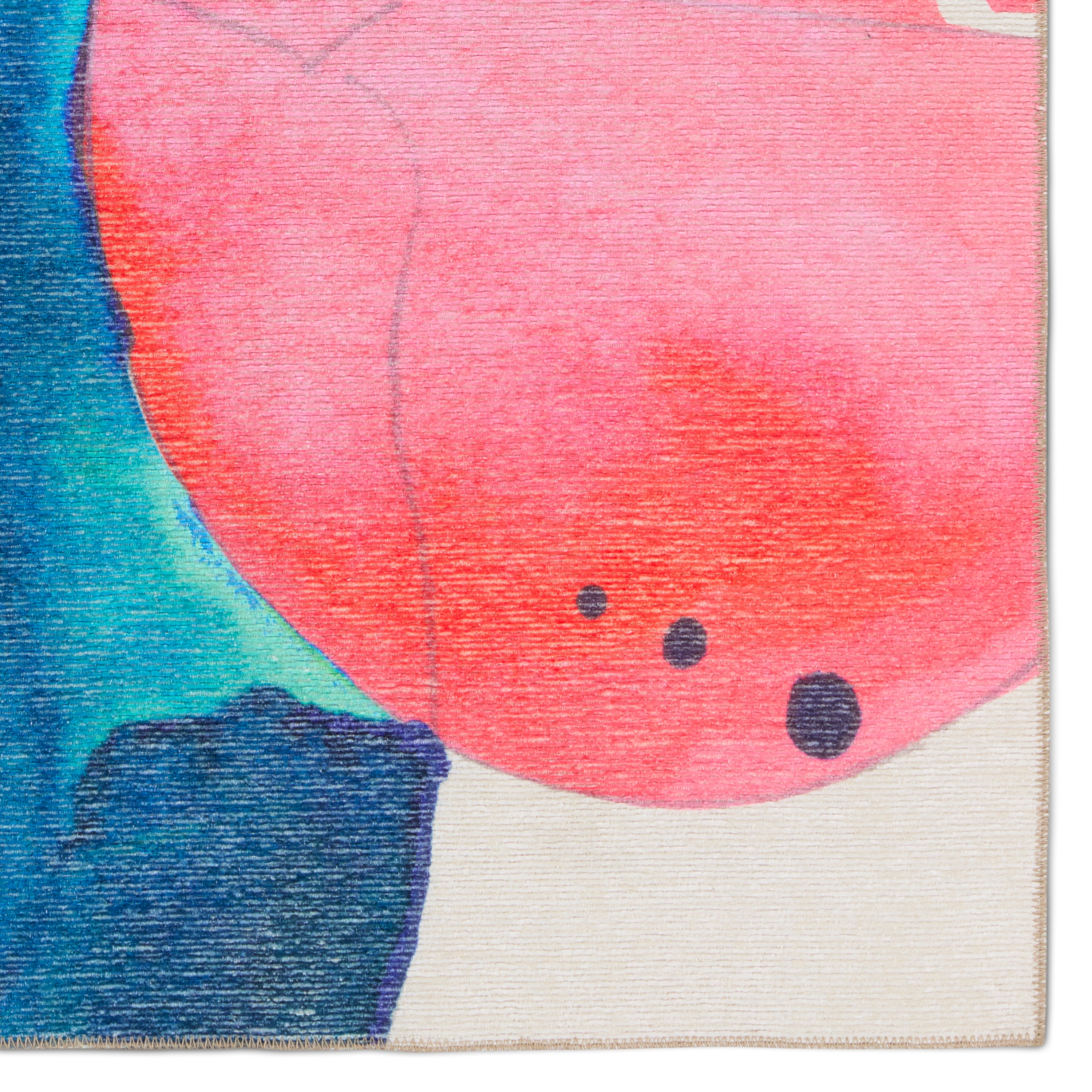 Sonic Powerloomed Indoor Abstract Pink/ Multicolor Area Rug (18"X18") - Image 3