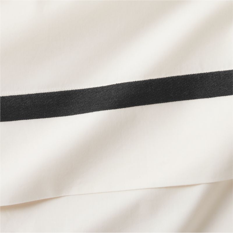 Favorite Organic Cotton Percale Tuxedo Stripe Ink Black Full Bed Sheet Set - Image 5