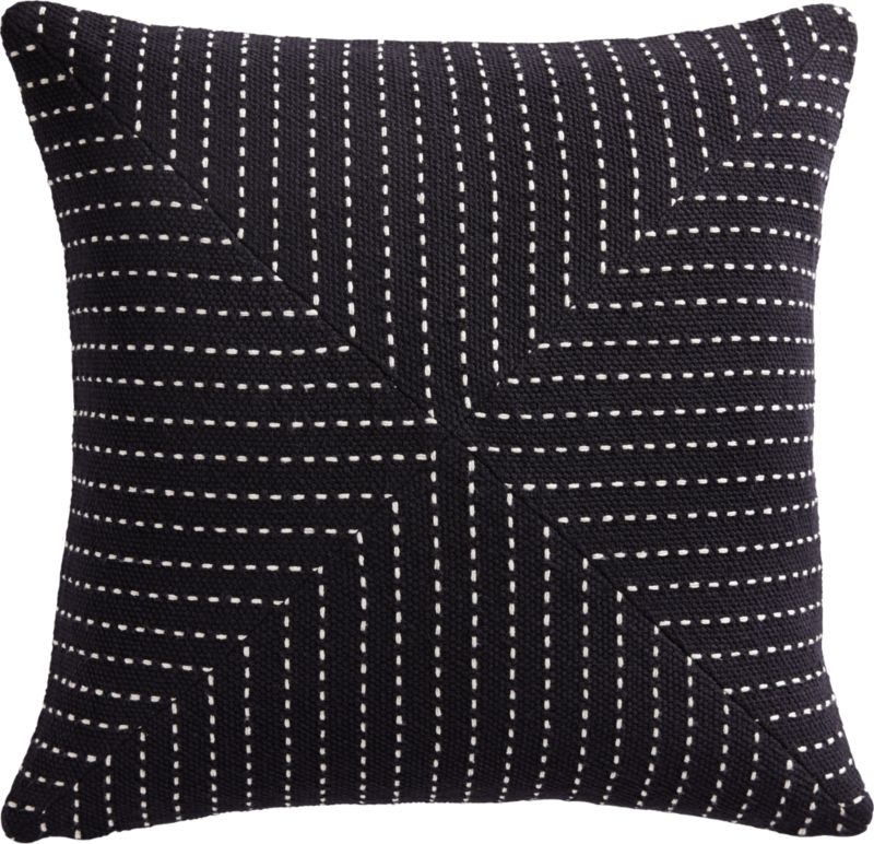 Clique Black Pillow with Feather-Down Insert, 20" x 20", - Image 0
