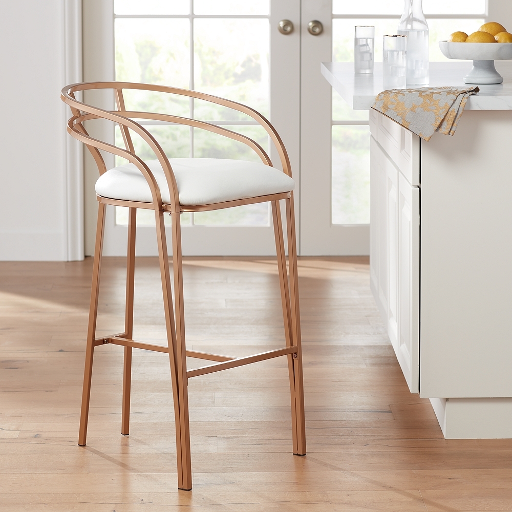 Tanner 30" Luxe Gold and White Barstool - Image 0