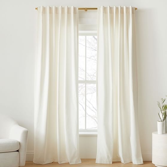 Cotton Velvet Curtain, 48"x84", Alabaster - Image 0