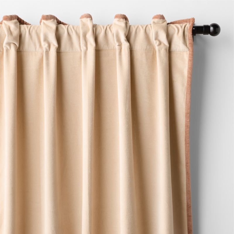 Elegant Pink Organic Cotton Velvet Light Blocking Window Curtain Panel 44"x96" - Image 2
