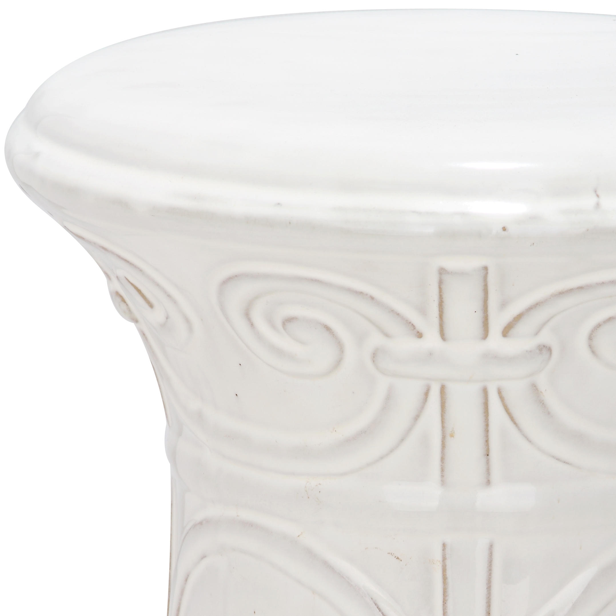 Imperial Scroll Garden Stool - White - Safavieh - Image 1