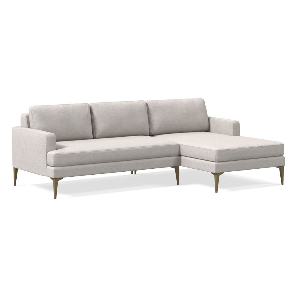 Andes 90" Right Multi Seat 2-Piece Chaise Sectional, Petite Depth, Twill, Sand, Brass - Image 0
