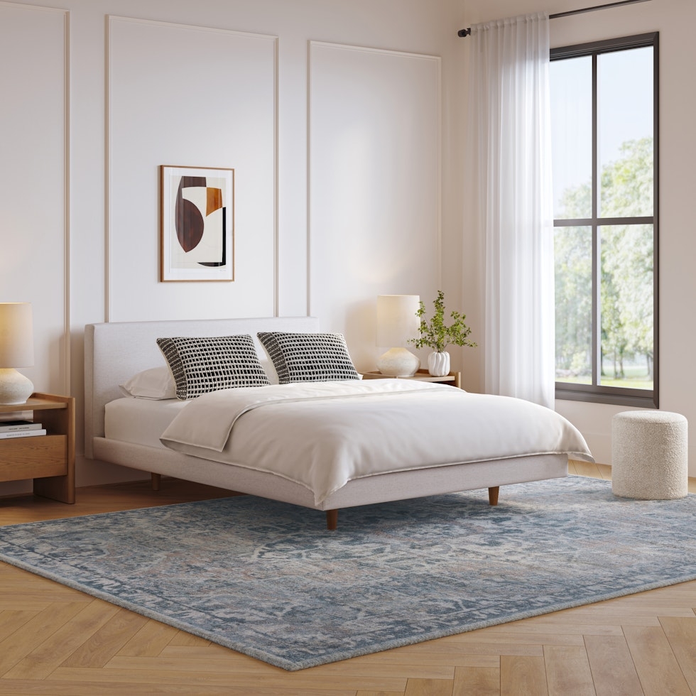 Tessu Queen Low Profile Upholstered Bed - Napa White - Image 0