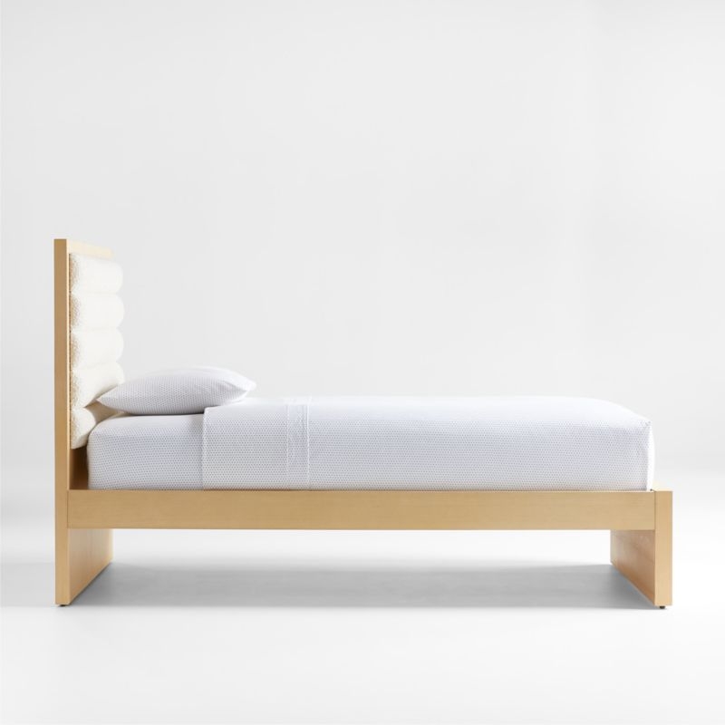 Mavericks Full Light Wood Bed with Cushioned Headboard - Image 5