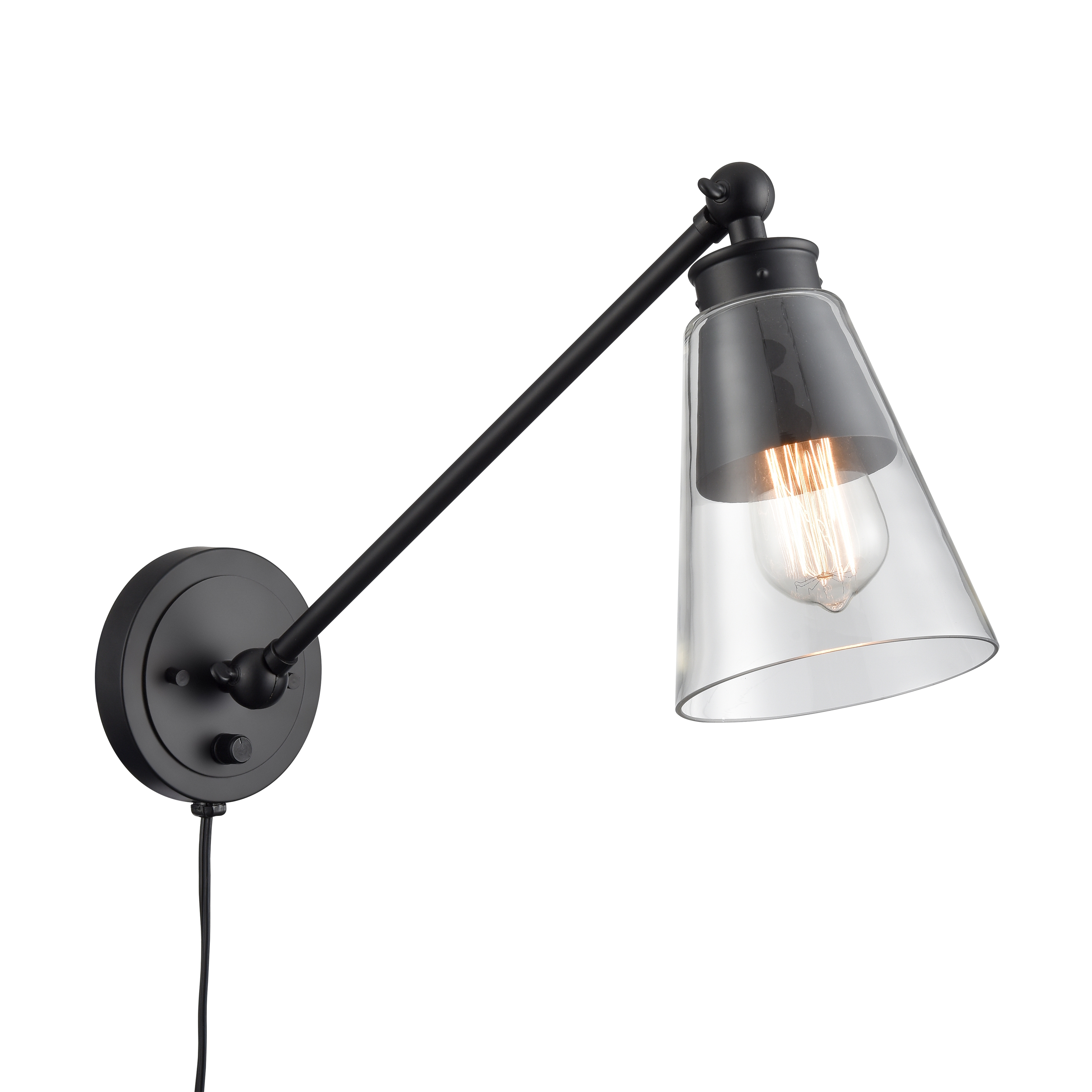 Albany 9.25'' High 1-Light Swingarm Sconce - Matte Black - Image 0