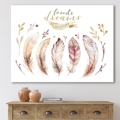 Vibrant Feathers In Ethnic Boho Style - Bohemian & Eclectic Canvas Wall Art Print - Image 0