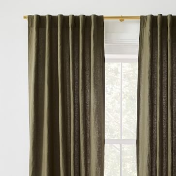 Sheer European Linen Curtain, 48"x84", Dark Olive - Image 3