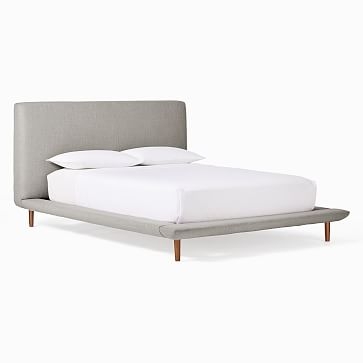 Haven Platform Bed, Cal King, Chenille Tweed, Storm Gray, Wood - Image 1