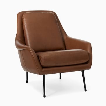 Lottie Chair, Poly, Saddle Leather, Nut, Dark Pewter - Image 1
