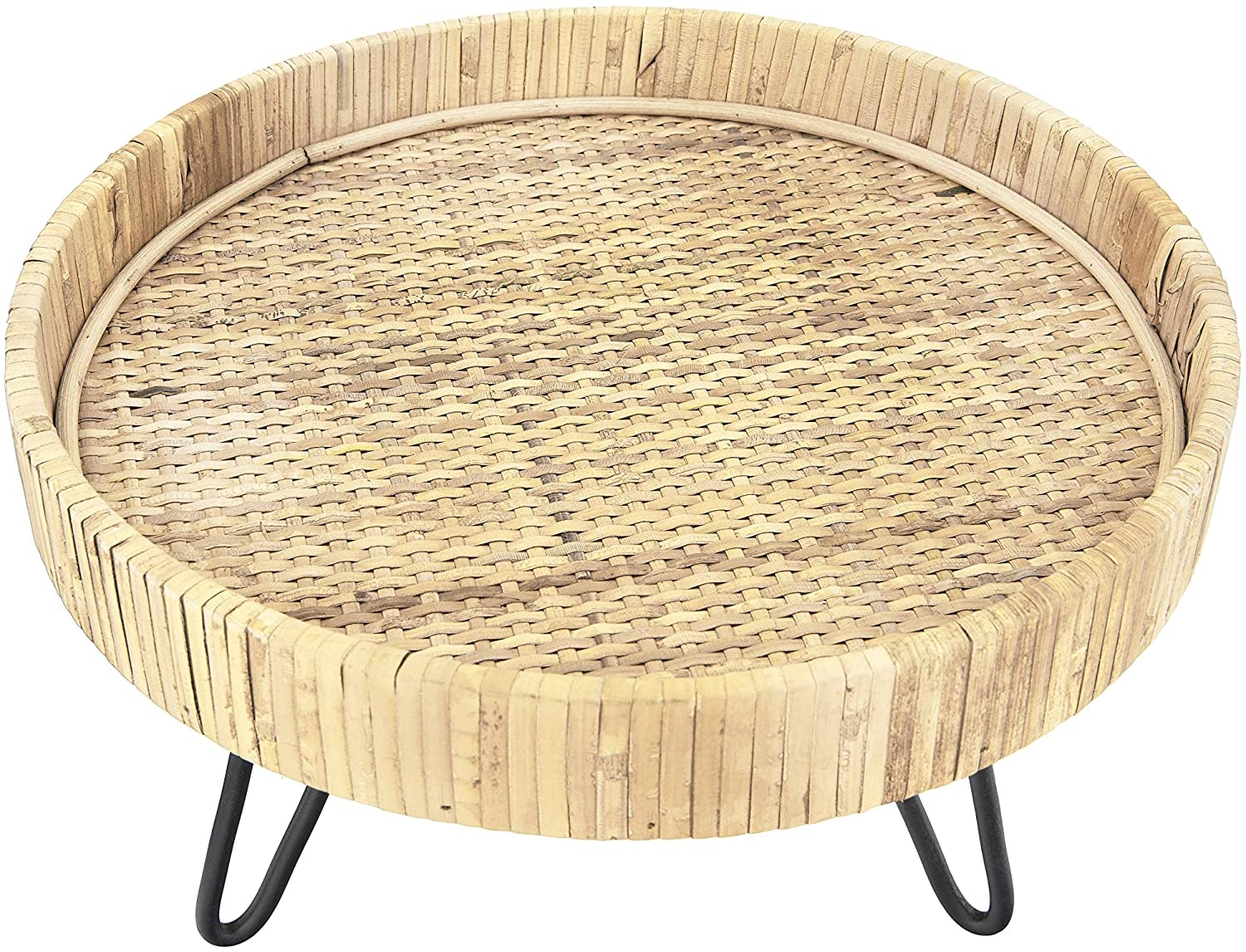 11.75"R Decorative Woven Rattan Pedestal with Metal Clothespin Feet - Image 4