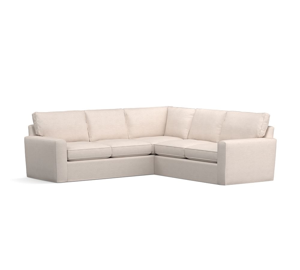 Pearce Square Arm Slipcovered 2-Piece L-Shaped Sectional, Down Blend Wrapped Cushions, Park Weave Ash - Image 0