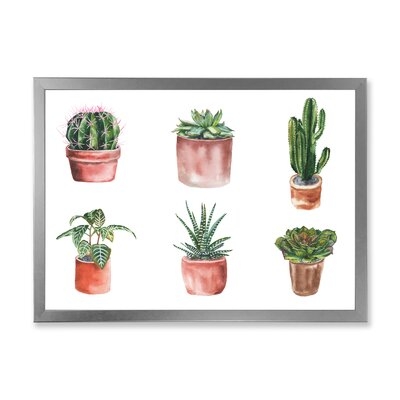 Flowers In A Pot Cacti And Succulents - Traditional Canvas Wall Art Print FDP35475 - Image 0