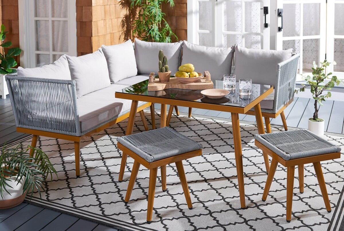 Romlin Outdoor Dining Set - Grey/Grey - Safavieh - Image 1