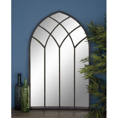 Tall Arched Black Metal Framed Wall Mirror, 30" X 48" - Image 0